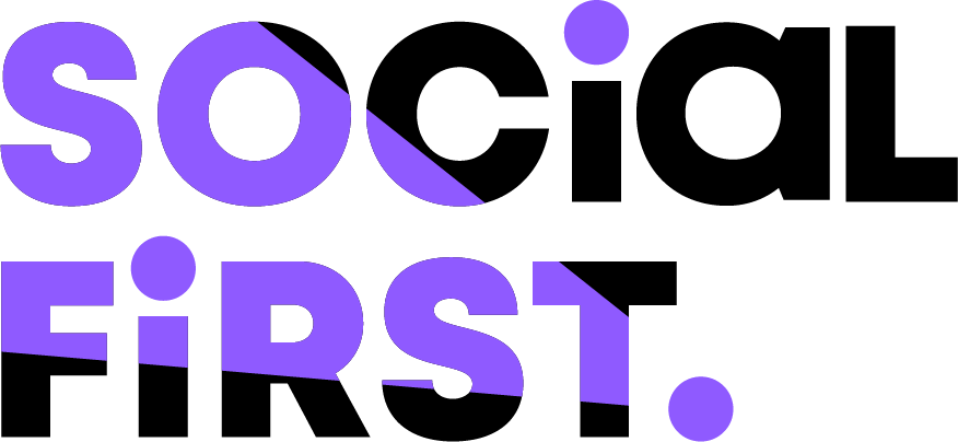 Logo de l'agence Social First, en noir et violet