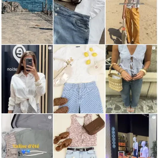 Mosaïque de contenus looks d’été partagés sur Instagram pour Bonobo Jeans